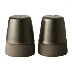 Aida Raw Salt & Pepper Set, Metallic Brown