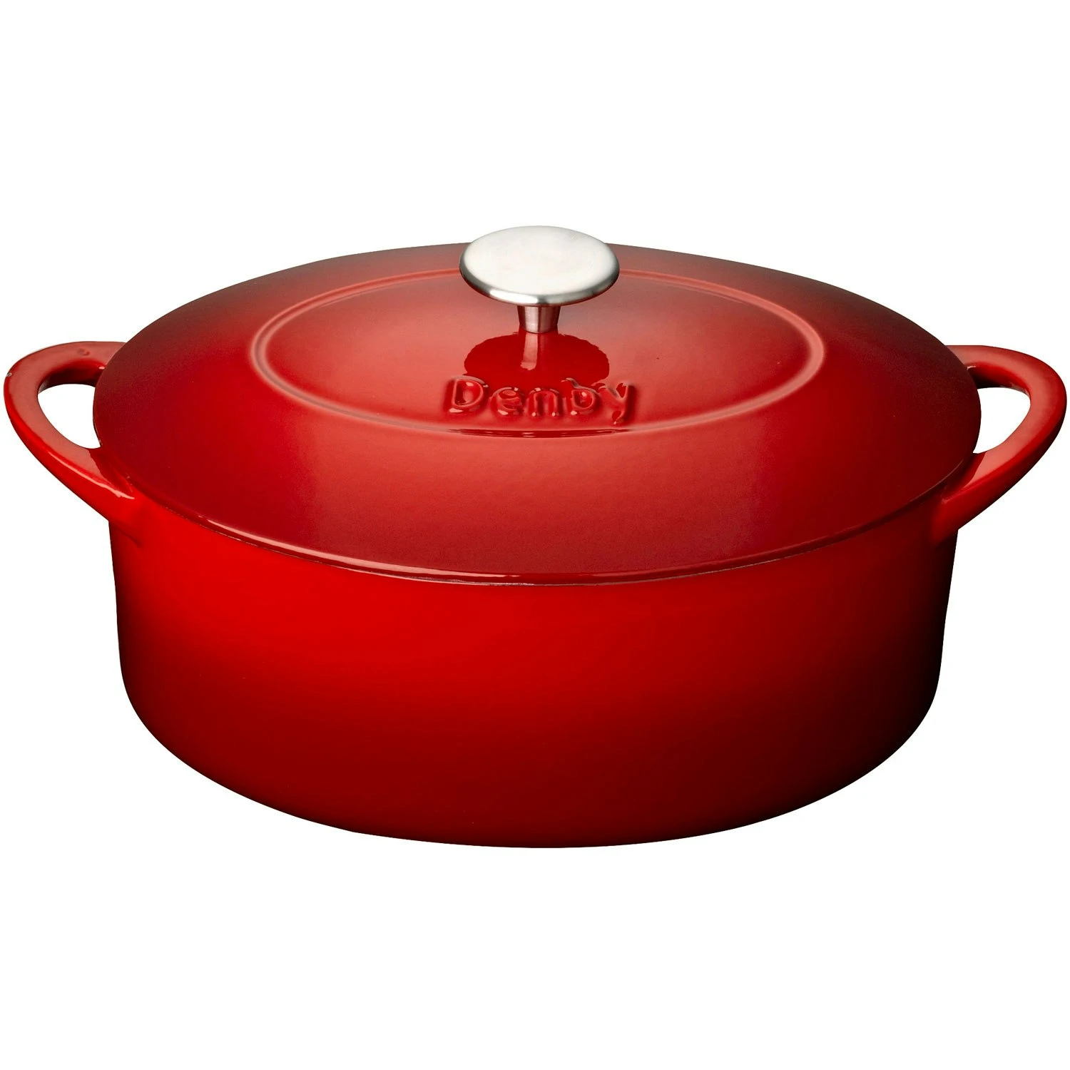 Denby Pomegranate Gietijzeren Pot Ovaal Ø28 Cm, Rood 1 Denby Pomegranate Gietijzeren Pot Ovaal Ø28 Cm, Rood