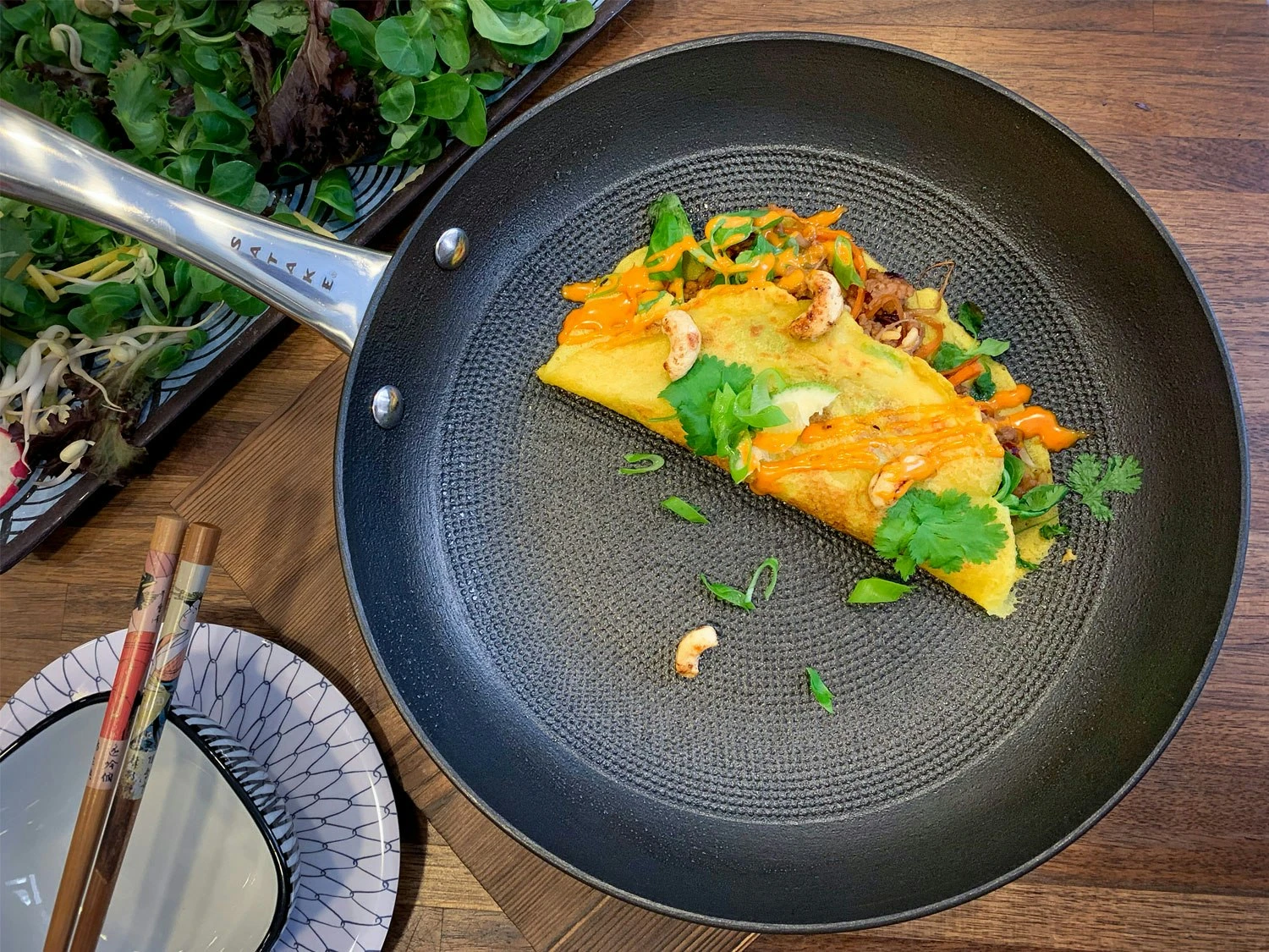 Satake Frying Pan Lightweight Cast Iron, Honeycomb Non-stick 26 Cm 2 Satake Frying Pan Lightweight Cast Iron, Honeycomb Non-stick 26 Cm - Afbeelding 2